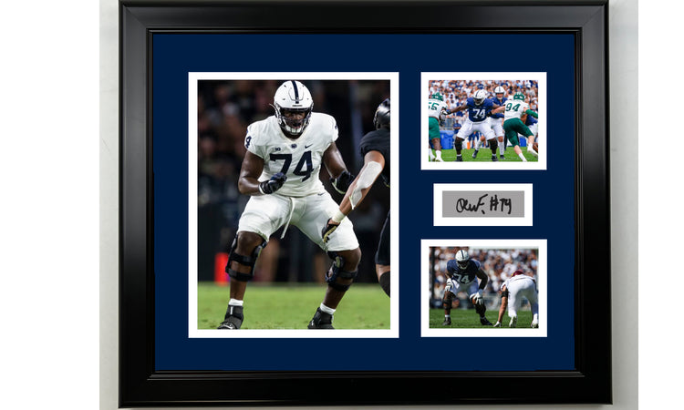 Framed Olu Fashanu Penn State Nittany Lions Facsimile Laser Engraved Signature NCAA Football 14x11 3 Photo Collage