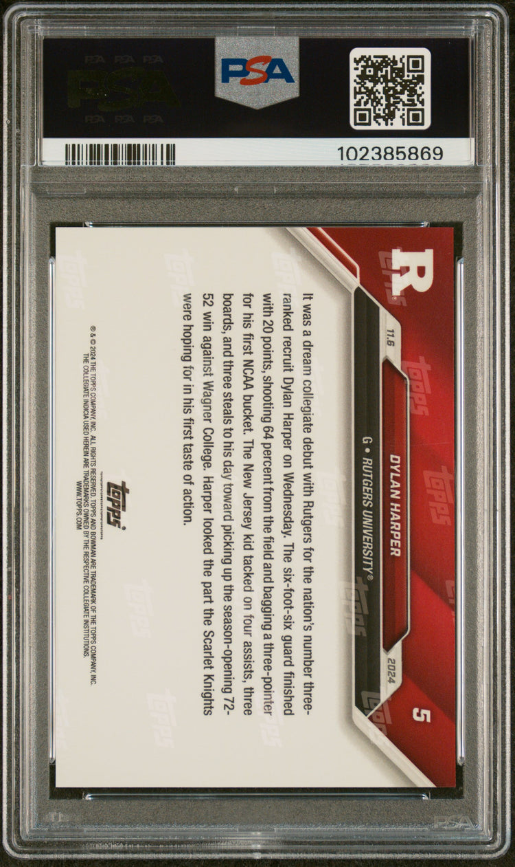 Graded 2024 Topps Bowman U Now Dylan Harper #5 Rookie RC Basketball Card PSA 10 Gem Mint
