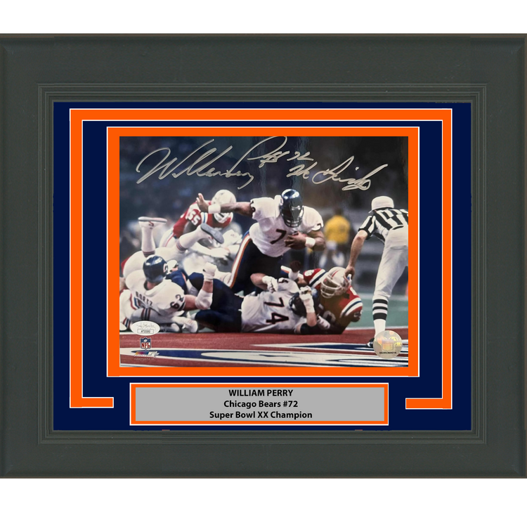 Framed Autographed/Signed William Perry Chicago Bears 8x10 Football Photo JSA COA