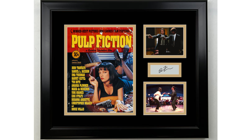 Framed Pulp Fiction Quentin Tarantino Facsimile Laser Engraved Signature 14x11 3 Photo Collage
