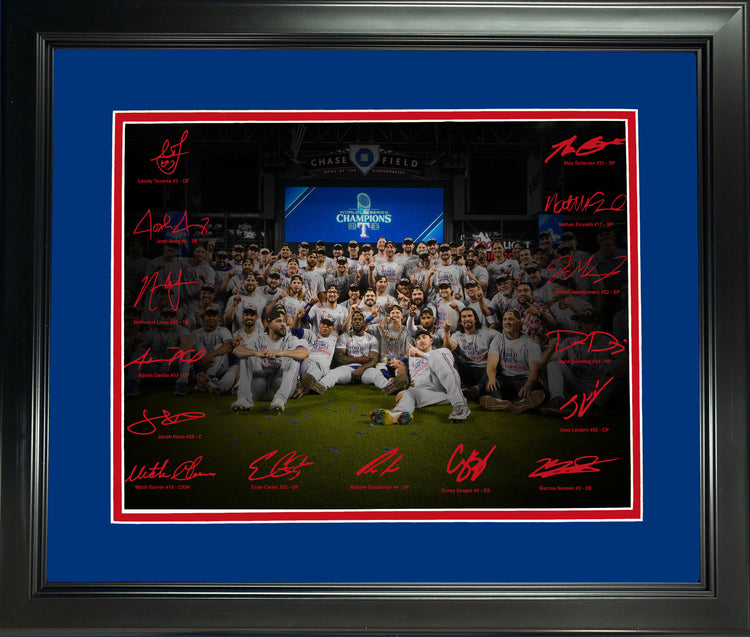 Framed Texas Rangers 2023 World Series Champions Facsimile Signature Team Auto 11''x14'' Baseball Photo