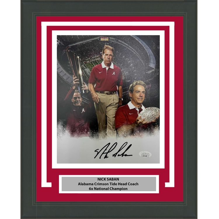Framed Autographed/Signed Nick Saban Alabama Crimson Tide 8x10 College Football Photo JSA COA #1