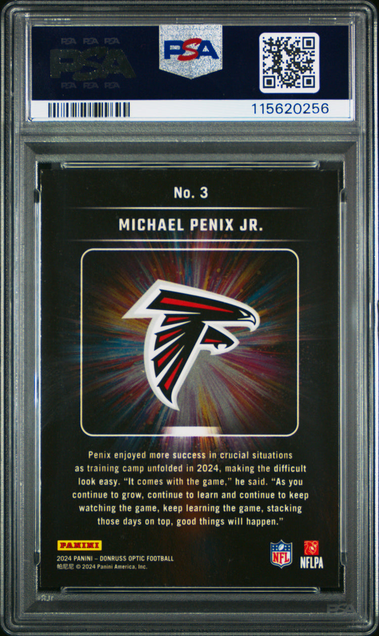 Graded 2024 Panini Donruss Optic Michael Penix Jr #3 Light It Up Rookie RC Football Card PSA 10 Gem Mint