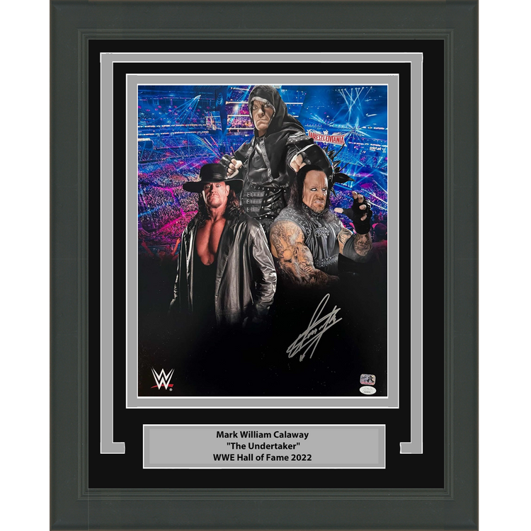 Framed Autographed/Signed Mark William Calaway "The Undertaker" 16x20 WWE Wrestling Photo JSA COA