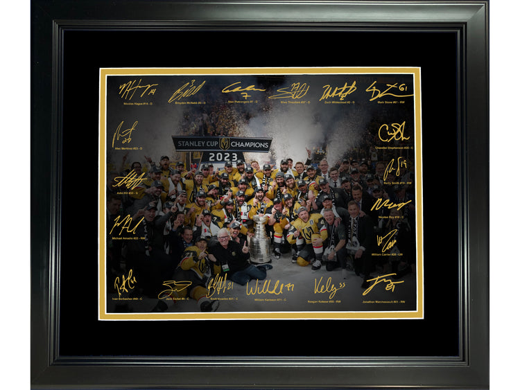 Framed Vegas Golden Knights 2023 NHL Stanley Cup Champions Facsimile Signature Team Auto 11''x14'' Hockey Photo