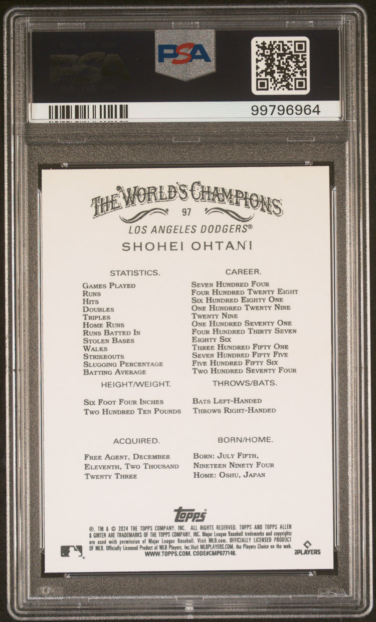 Graded 2024 Topps Allen & Ginter Shohei Ohtani #97 Baseball Card PSA 10 Gem Mint