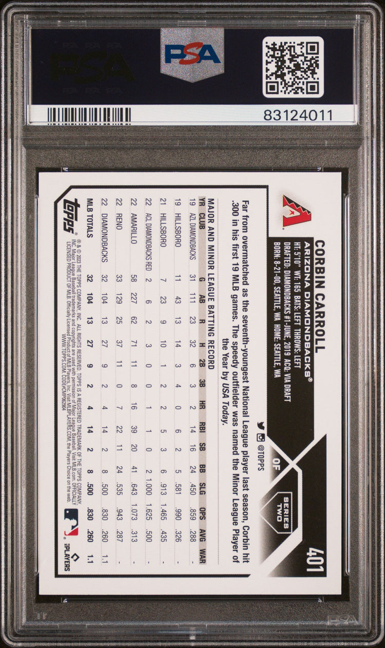 Graded 2023 Topps Complete Set Corbin Carroll #401 All Star Game Rookie RC Baseball Card PSA 10 Gem Mint