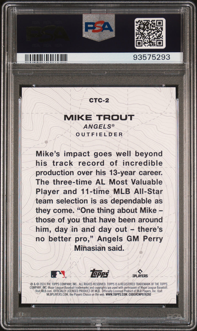 Graded 2024 Topps Mike Trout #CTC2 City to City Baseball Card PSA 10 Gem Mint