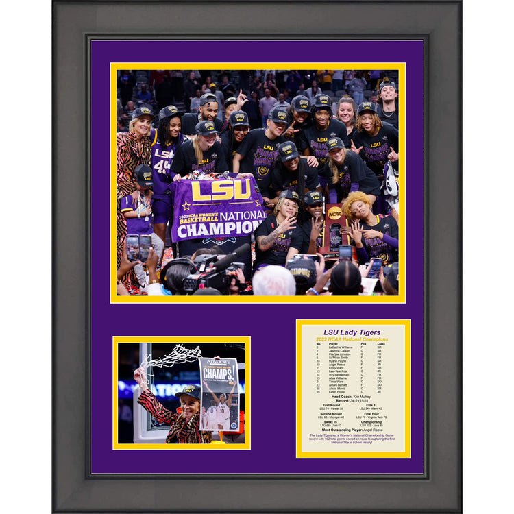 Framed LSU Lady Tigers 2023 Women's NCAA National Champions 11"x14" College Basketball Three Photo Collage