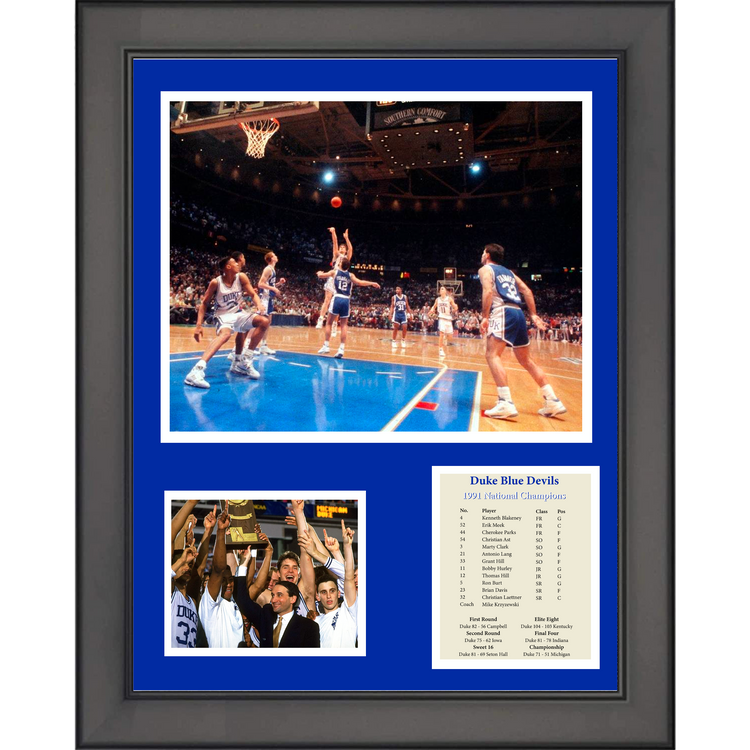 Framed 1991 Duke Blue Devils National Champions Christian Laettner The Shot NCAA College Basketball 11"x14" Three Photo Collage