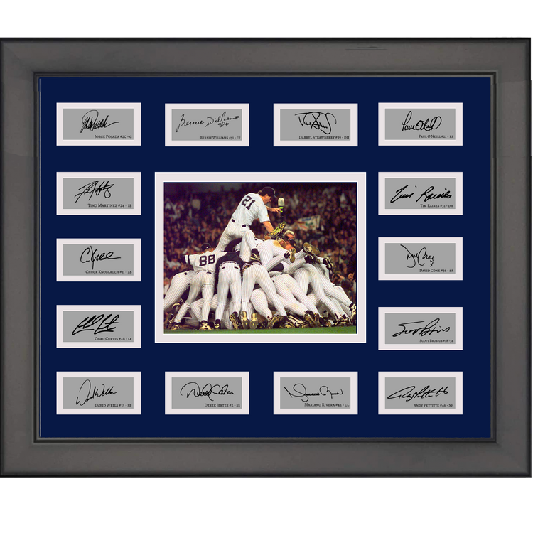 Framed 1998 New York Yankees MLB World Series Champions Team Facsimile Laser Engraved Signature Auto Collage 20x25 Baseball Photo