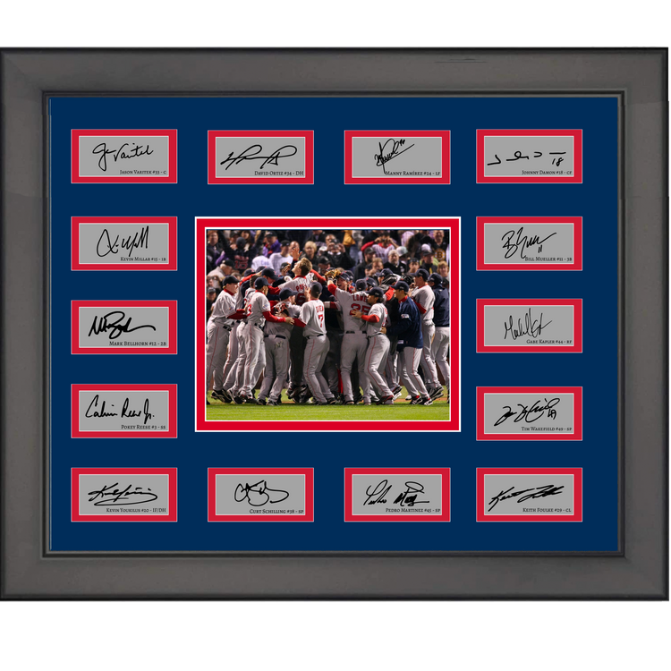 Framed 2004 Boston Red Sox Break The Curse MLB World Series Champions Team Facsimile Laser Engraved Signature Auto Collage 20x25 Baseball Photo