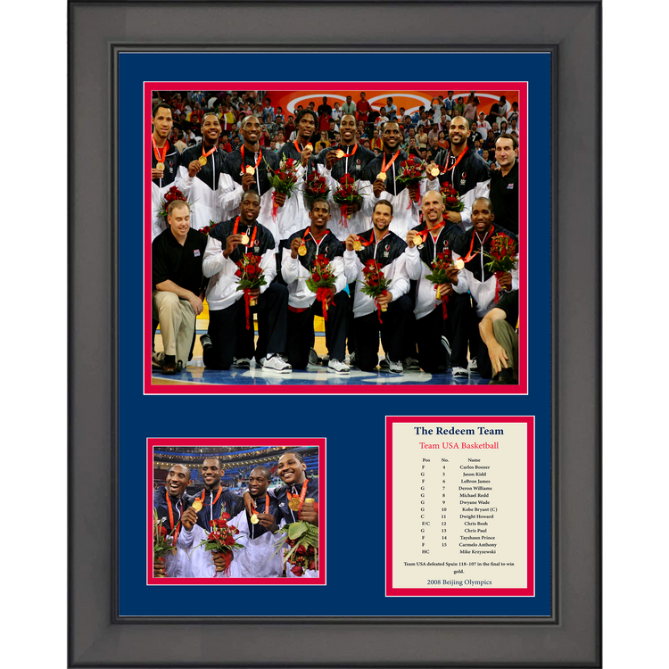 Framed 2008 Redeem Team USA Beijing Olympics Basketball 11"x14"Three Photo Collage