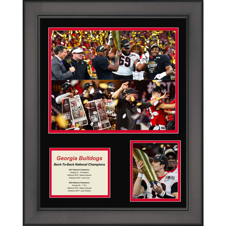 Framed Georgia Bulldogs Back-To-Back National Championship College Football 11"x14" Three Photo Collage