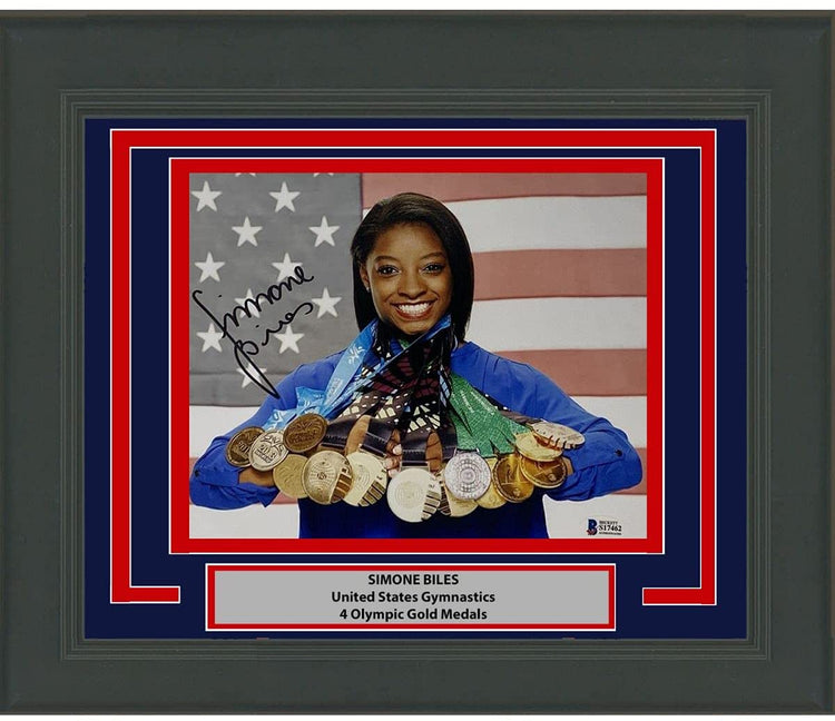 Framed Autographed/Signed Simone Biles Olympic Gymnast 8x10 Gymnastics Photo Beckett BAS COA #6