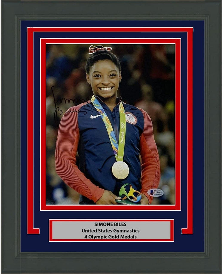 Framed Autographed/Signed Simone Biles Olympic Gymnast 8x10 Gymnastics Photo Beckett BAS COA #6