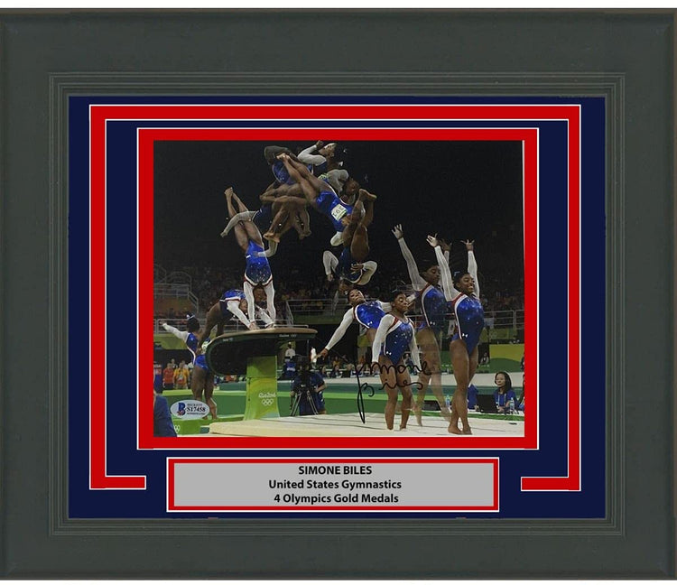 Framed Autographed/Signed Simone Biles Olympic Gymnast 8x10 Gymnastics Photo Beckett BAS COA #4