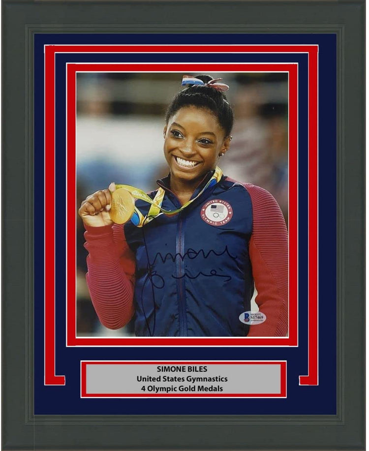 Framed Autographed/Signed Simone Biles Olympic Gymnast 8x10 Gymnastics Photo Beckett BAS COA #8