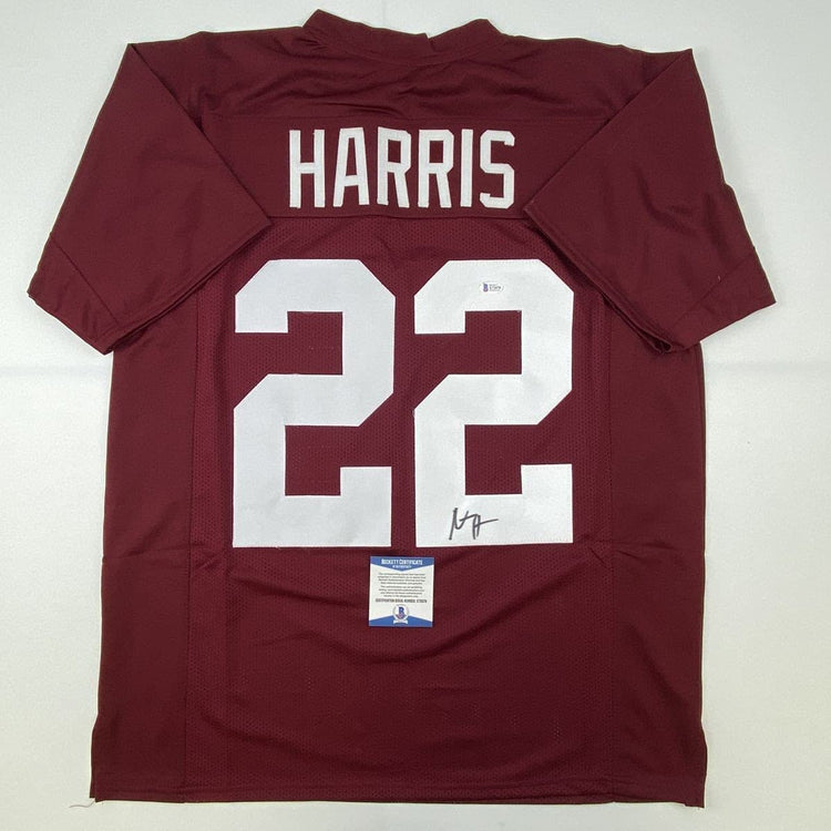 Autographed/Signed Najee Harris Alabama Red College Football Jersey Beckett BAS COA