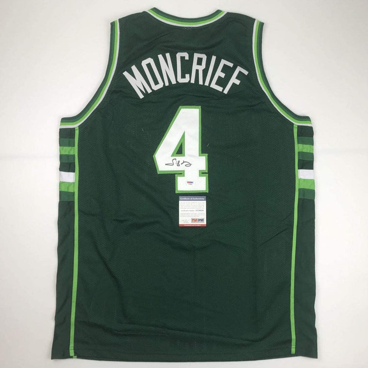 Autographed/Signed Sidney Moncrief Milwaukee Green/White Basketball Jersey PSA/DNA COA