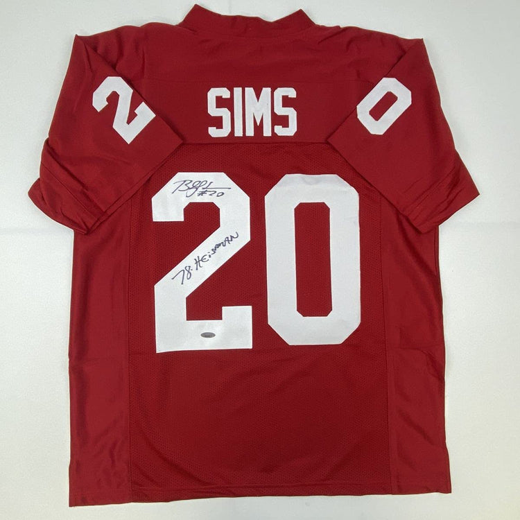 Autographed/Signed Billy Sims 78 Heisman Oklahoma Maroon College Football Jersey Tristar COA Holo Only