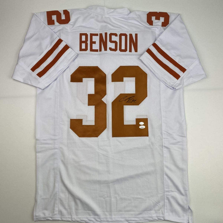 Autographed/Signed Cedric Benson Texas White College Football Jersey JSA COA