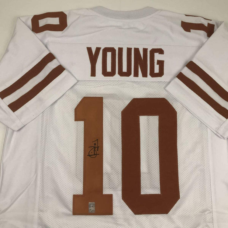 Autographed/Signed Vince Young Texas White College Football Jersey GTSM COA Holo Only