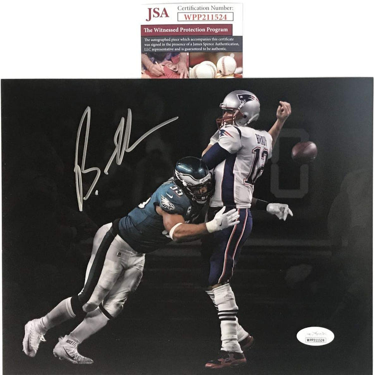 Autographed/Signed Brandon Graham Philadelphia Eagles Spotlight Game Winning Strip Sack Fumble vs. Tom Brady Super Bowl LII 52 Champions 8x10 Football Photo JSA COA