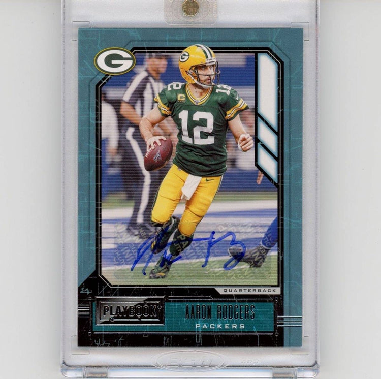 Autographed/Signed 2020 Panini Playbook Aaron Rodgers #70 Green Bay Packers Auto Football Card