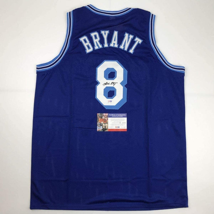 Autographed/Signed Kobe Bryant #8 Los Angeles LA Blue Retro Basketball Jersey PSA/DNA COA
