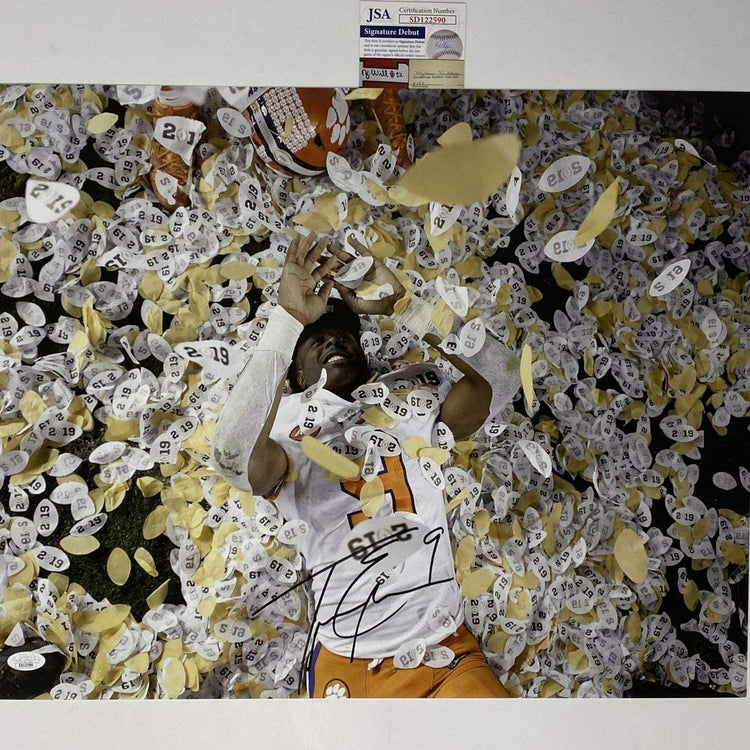 Autographed/Signed Travis Etienne Jr Clemson Tigers 16x20 College Football Photo JSA COA #1