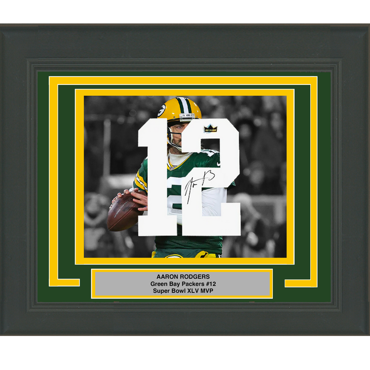 Framed Aaron Rodgers Facsimile Autographed Jersey Number 23x21 Green Bay Packers Reprint Laser Auto Football Photo