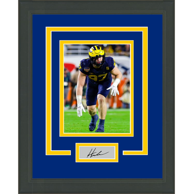 Framed Aidan Hutchinson Facsimile Laser Engraved Signature Auto Michigan Wolverines 11x14 College Football Photo