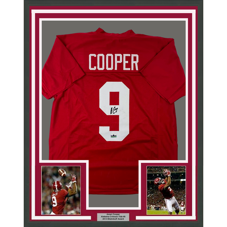 Framed Facsimile Autographed Amari Cooper 35x39 Alabama Red Reprint Laser Auto College Football Jersey Size Men's XL
