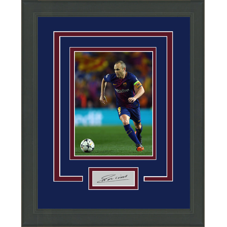 Framed Andres Iniesta Facsimile Laser Engraved Signature Auto Barcelona 11x14 Soccer Futbol Photo