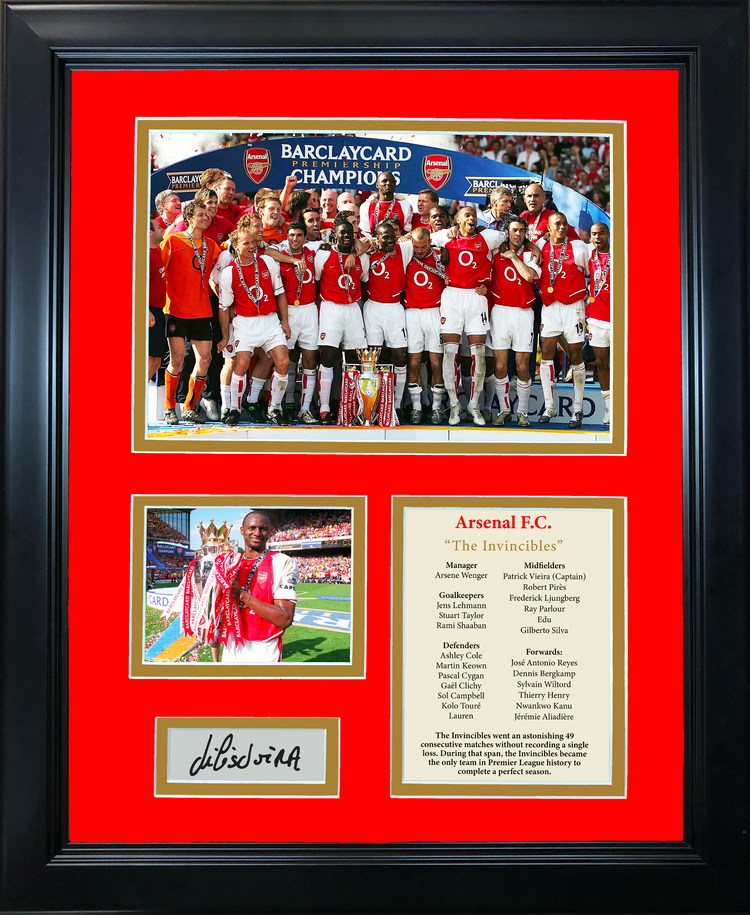 Framed Arsenal F.C. The Invincibles 2003-04 Premier League Champions Facsimile Laser Engraved Signature Auto Soccer Futbol 11"x14"Photo Sig Collage
