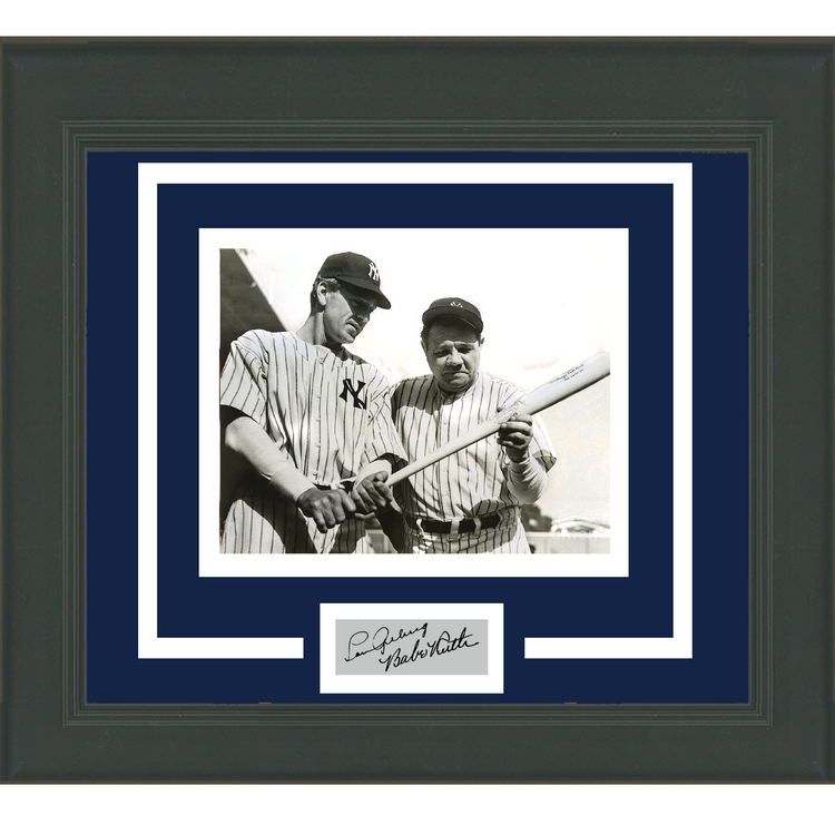 Framed Babe Ruth Lou Gehrig Facsimile Laser Engraved Signature Dual Auto New York Yankees 11x14 Baseball Photo