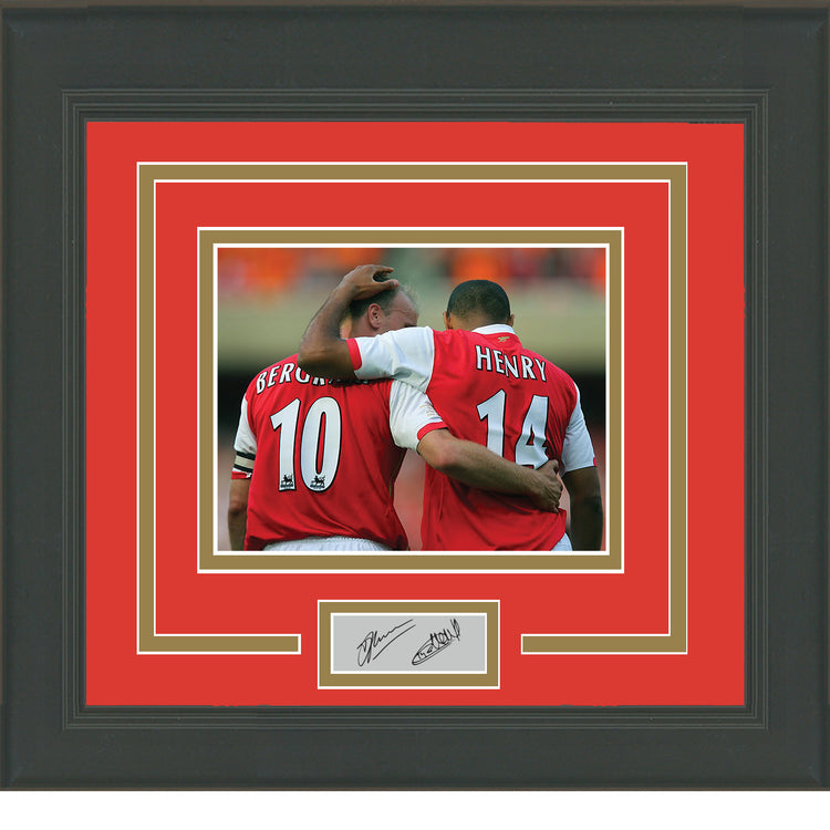 Framed Dennis Bergkamp and Thierry Henry Facsimile Laser Engraved Signature Auto Arsenal 11x14 Soccer Futbol Photo