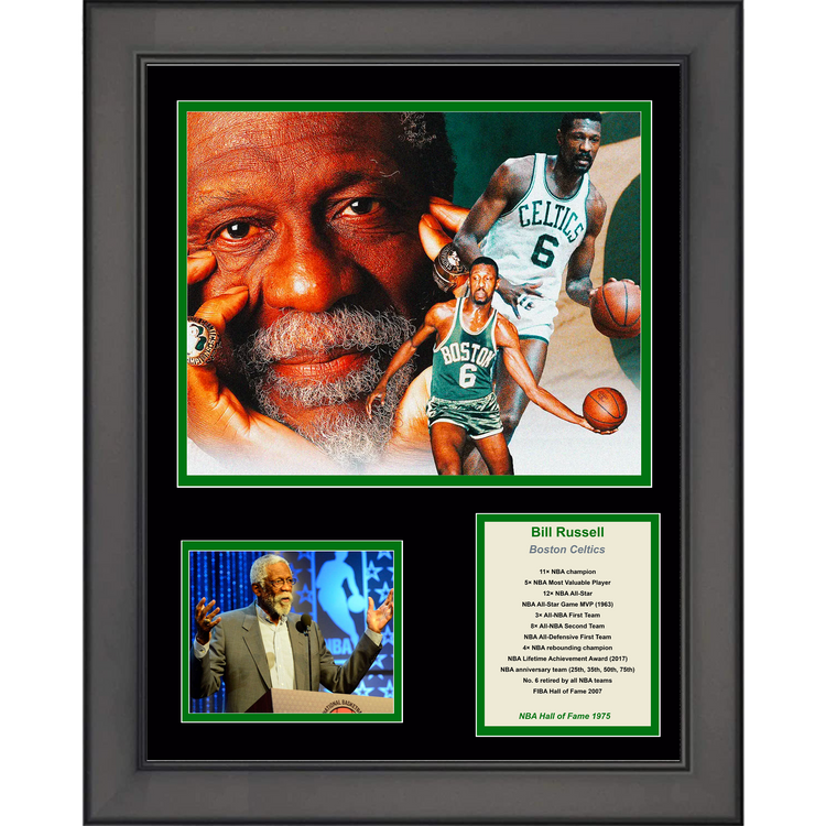 Framed Bill Russell Hall of Fame 11"x14" Basketball Three Photo Collage
