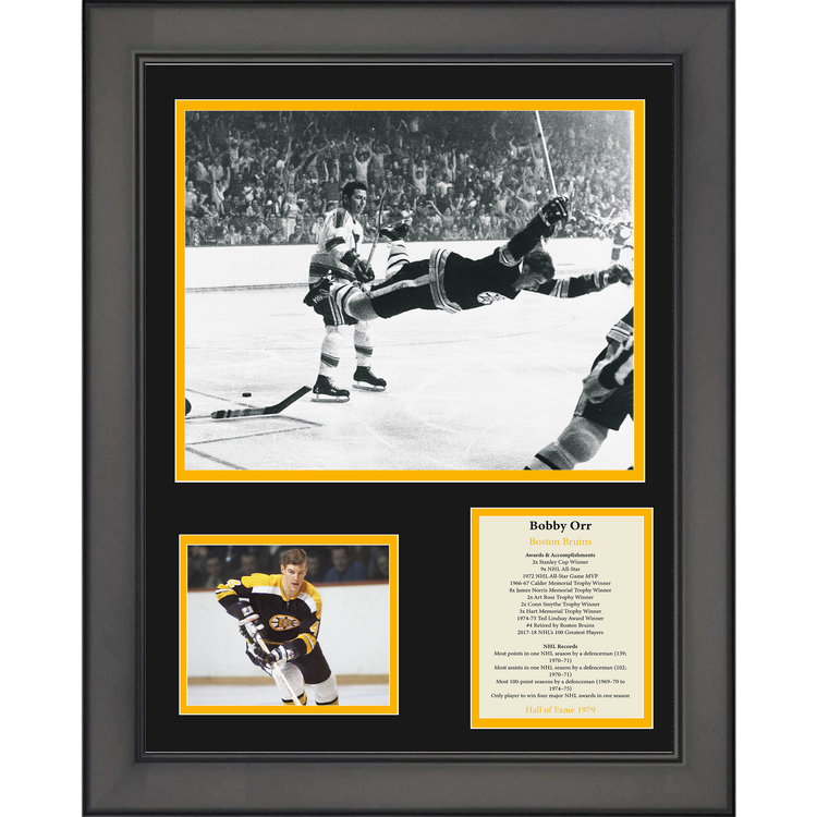 Framed Bobby Orr Hall of Fame Boston Bruins 11"x14" Hockey Three Photo Collage