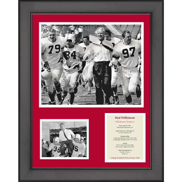 Framed Bud Wilkinson Hall of Fame Oklahoma Sooners 11"x14" College Football Three Photo Collage