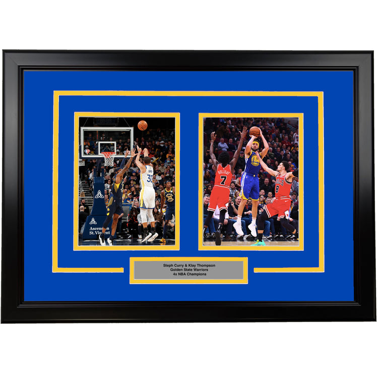 Framed Steph Curry and Klay Thompson Golden State Warriors 17x23 Dual Basketball Photo