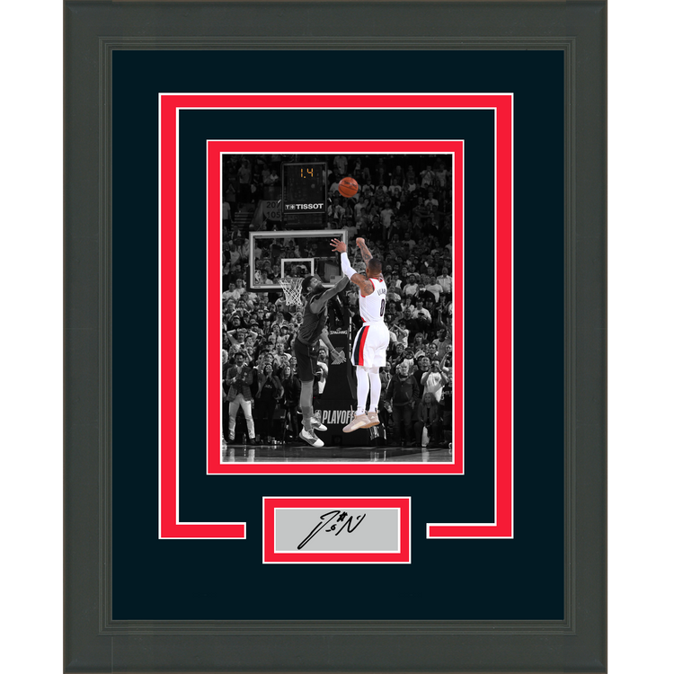 Framed Damian Lillard Facsimile Laser Engraved Signature Auto Portland Trail Blazers 11x14 Basketball Photo