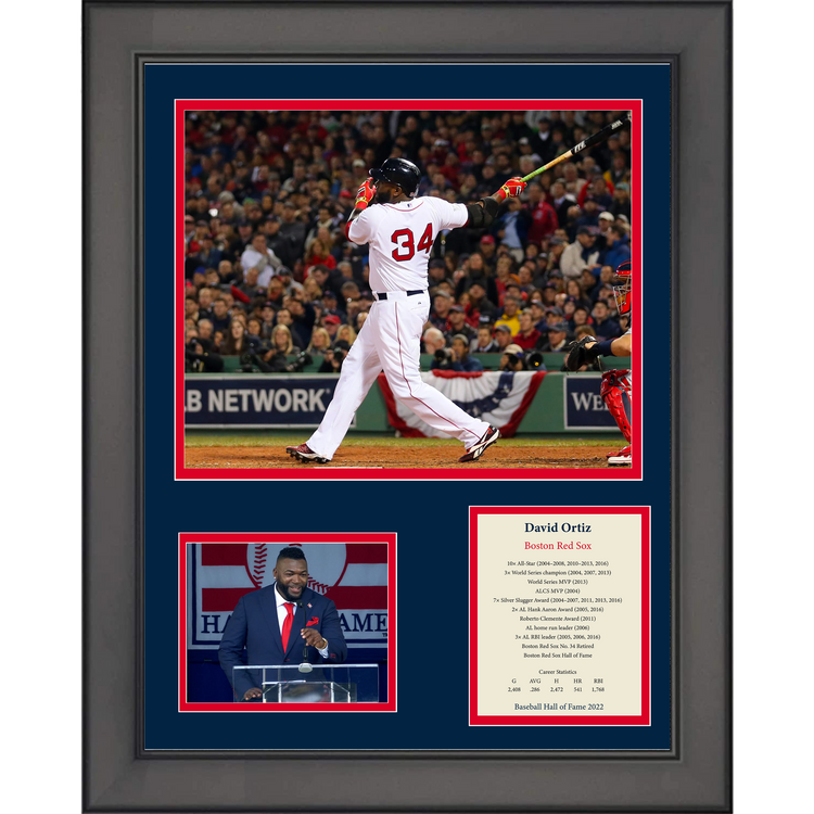 Framed David Ortiz Hall of Fame Boston Red Sox 11"x14" Baseball Three Photo Collage