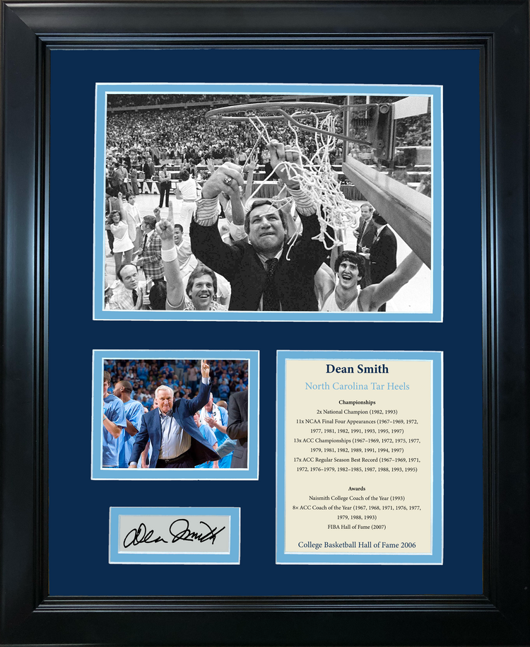 Framed Dean Smith Hall of Fame North Carolina Tar Heels Facsimile Laser Engraved Signature Auto NCAA Basketball 11"x14" Photo Sig Collage