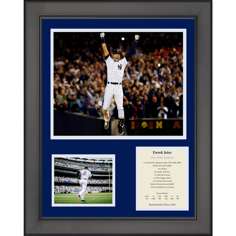 Framed Derek Jeter Hall of Fame Baseball 11"x14" Three Photo Collage