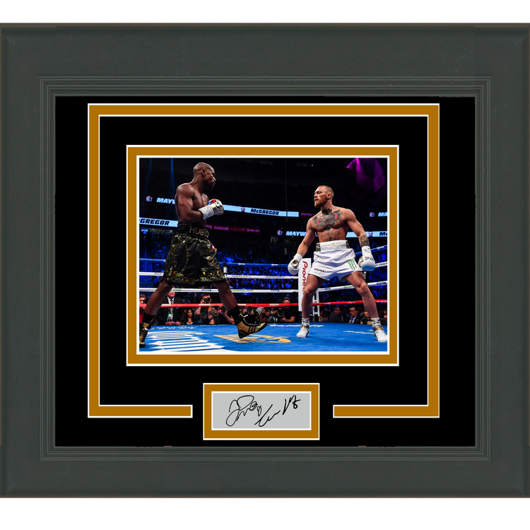 Framed Floyd Mayweather Conor McGregor Facsimile Laser Engraved Signature Auto Boxing 11x14 Photo