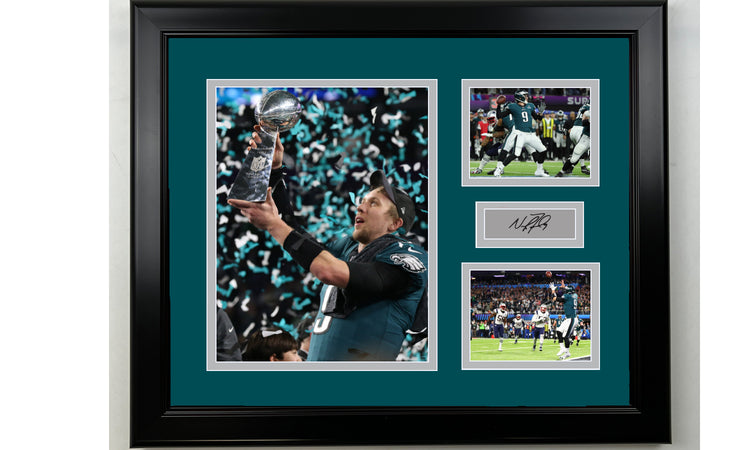 Framed Nick Foles Philadelphia Eagles Facsimile Laser Engraved Signature Football 14x11 3 Photo Collage
