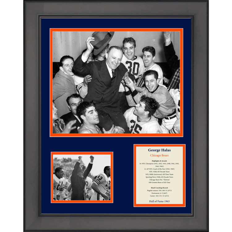 Framed George Halas Hall of Fame Chicago Bears 11"x14" Football Three Photo Collage