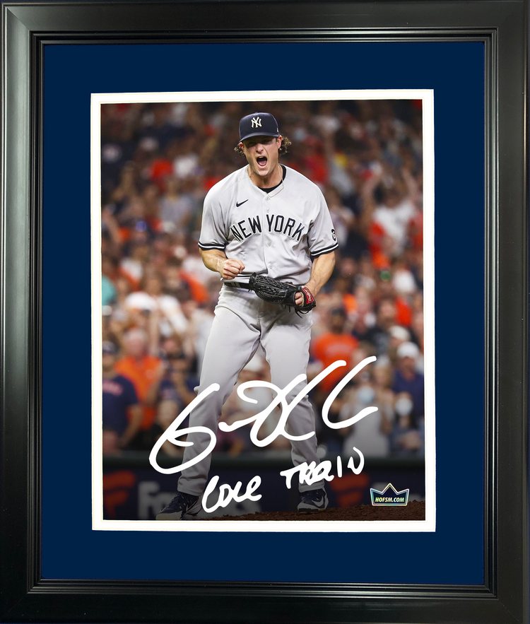 Framed Gerrit Cole Inscribed Cole Train New York Yankees Facsimile Laser Engraved Signature Auto 11"x14" Baseball Photo HOFSM Holo